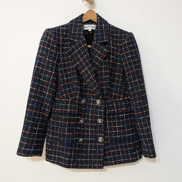 Veronica Beard Rumer Dickey Jacket Blue Tweed Double Breasted Size 8 Preowned - Picture 4 of 12
